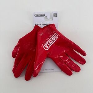 Battle Doom Speed Football Gloves Red Adult Small SuperStick Grip SFIA New